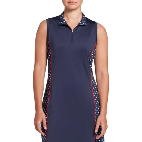 NWT Ladies LADY HAGEN Americana NAVY Sleeveless Golf Tennis Polo Dress